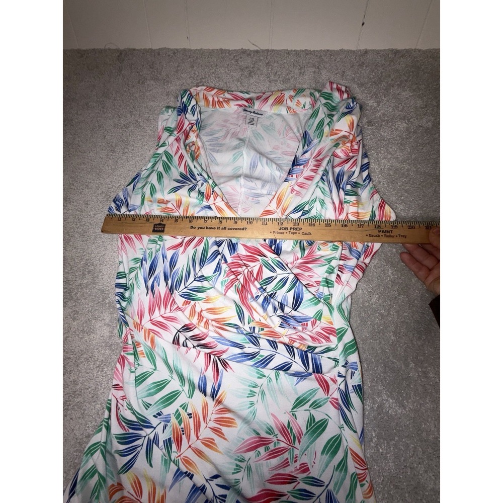 tommy bahama holi frondi midi dress faux wrap ruched L Colorful Palm Tropical - Picture 6 of 12